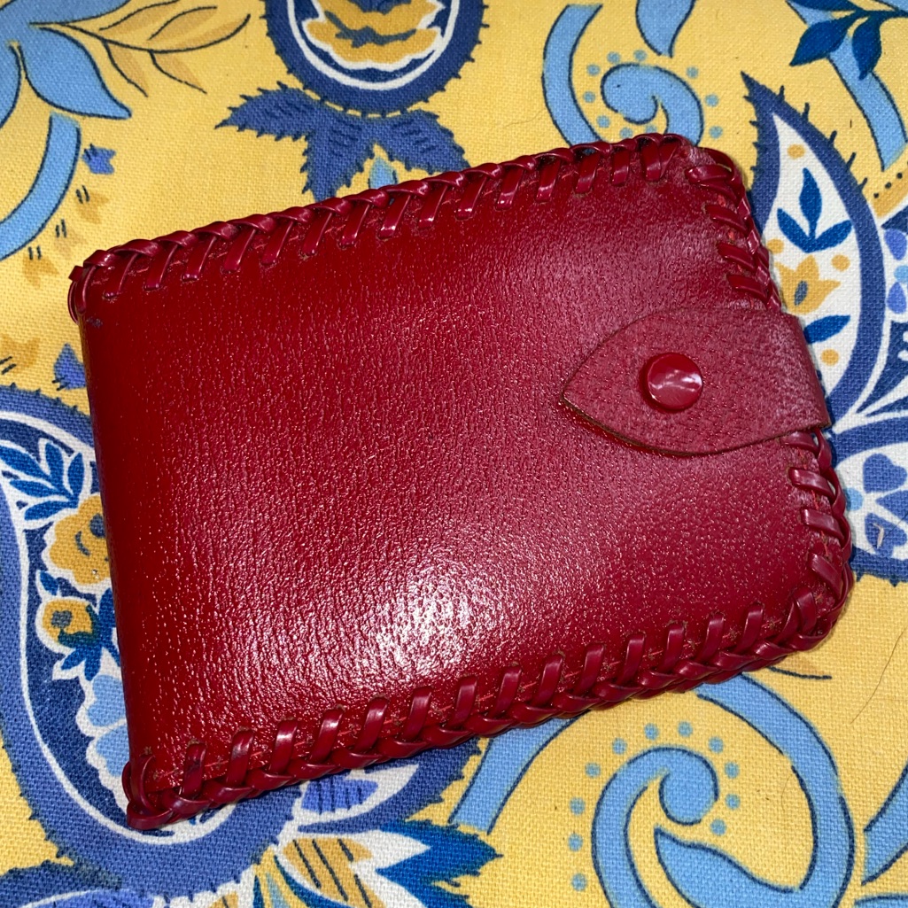 Red Leather Vintage Mens Wallet